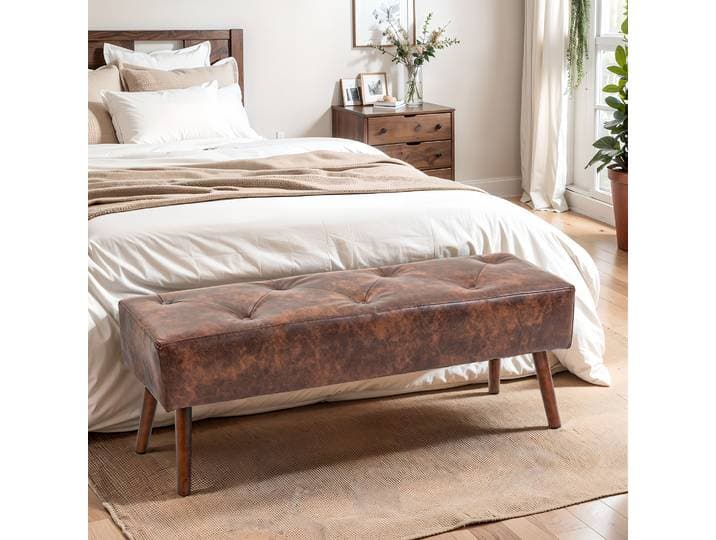 HOMCOM Banc Vintage Bois/Marron 114x38x42cm