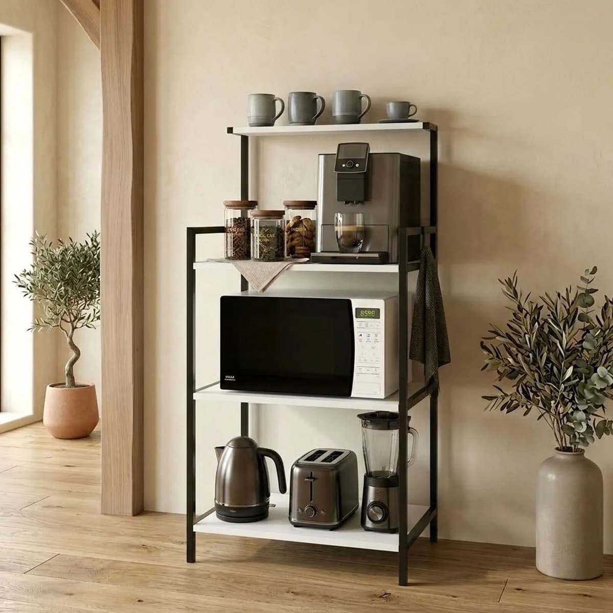 garneroarredamenti Scaffale cucina 63x130h cm 3 ripiani industrial metallo bianco Loft