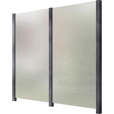 Zaun STAKET PRO, grau, Pfosten: 3 Stk., Aluminium, Glas, Zaunelemente, Glaszaun, Gesamtlänge: 2,212 m, 3 Pfosten
