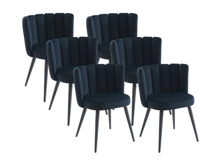 Lot de 6 chaises en velours et métal - Noir - PRANILA