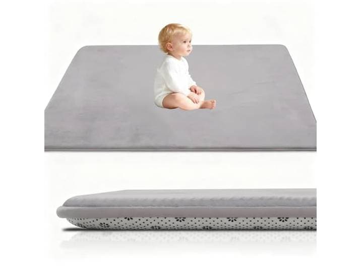 Stqyeiw Kinderteppich Teppich Verdickung Korallen Samt Teppich Korallensamtteppich Kinder Krabbeldecke Tatami Teppiche Kinder rutschfeste Vergrößern Spielmatte Yogateppich 160 x 230 cm Silbergrau