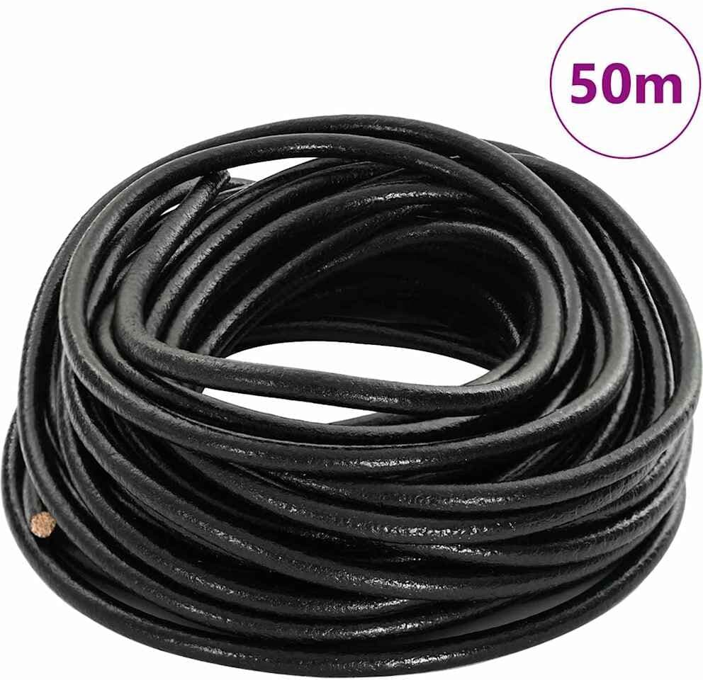 vidaXL Corde en Cuir 1 Noir Ø5 mm x 50 m Cuir