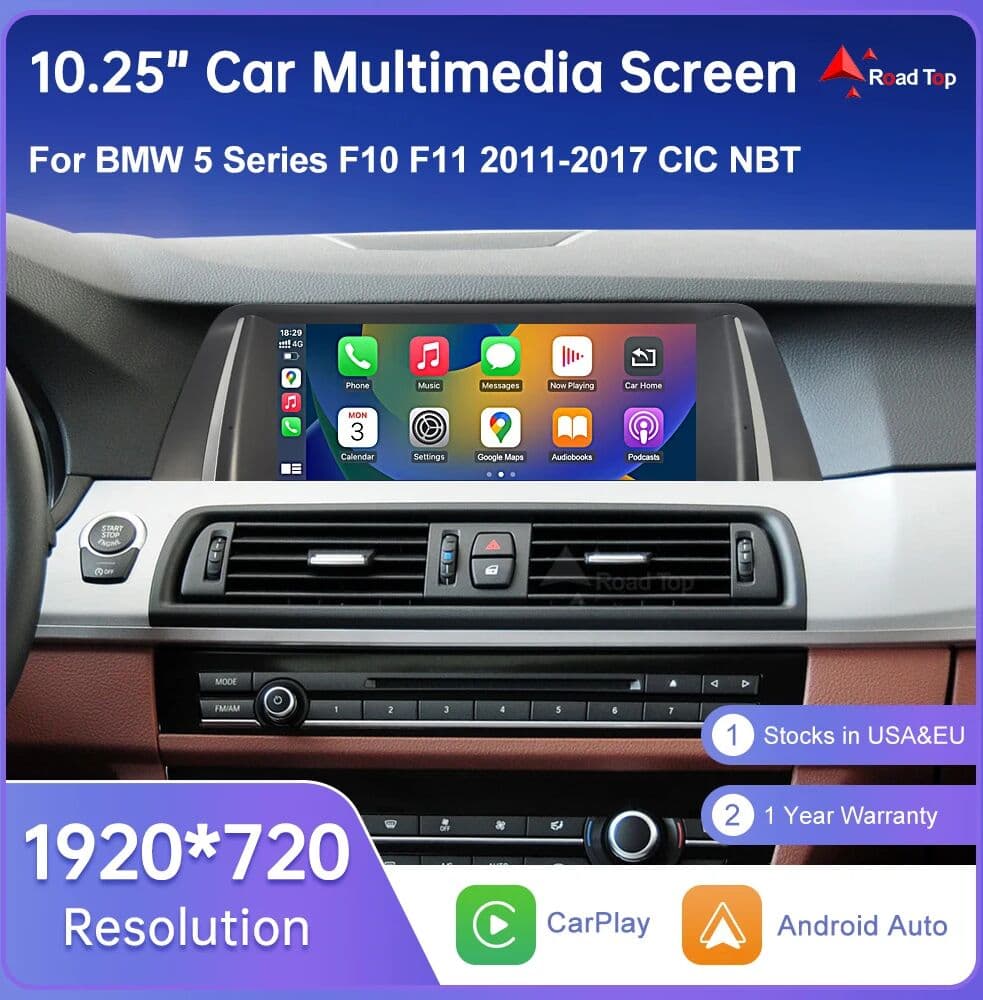 Road Top 1920*720 Car Multimedia Touch Screen For BMW 5 Series F10 F11 2011-2017 Wireless Carplay Display Android Auto Car Radio Player