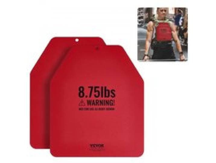 VEVOR Gewichtsvestplaten 3,97 kg x 2 stuks. Premium stalen gewichtsschijven, ergonomisch gevormd - WOD's, extra gewicht voor gewichtsvesten, krachttraining, hardlopen, fitness, rood