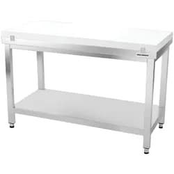 Edelstahl-Arbeitstisch 1600x600 mm mit weißer Schneideplatte PREMIUM - GOLDINOX