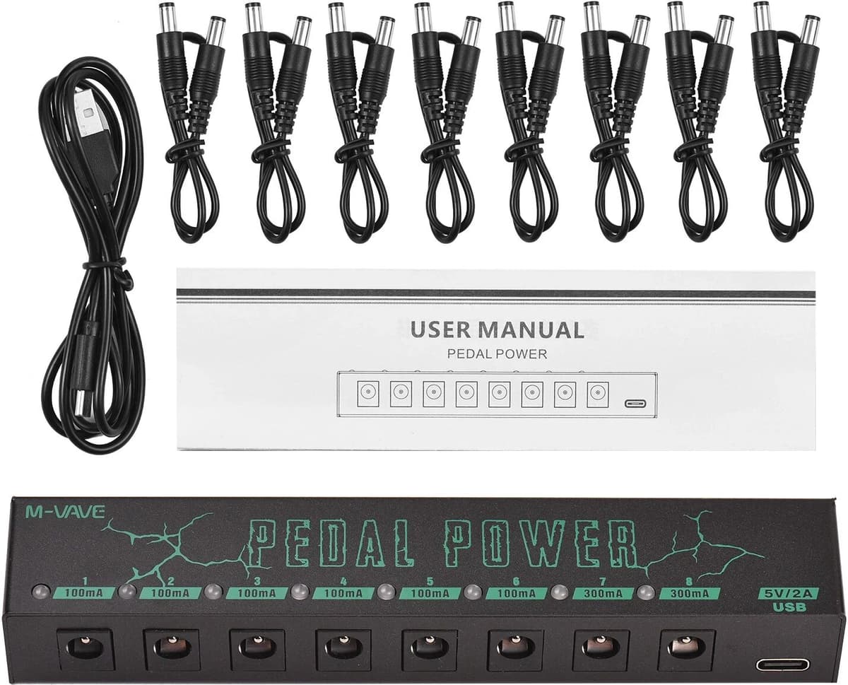 M-VAVE Guitar Pedal Power Guitar Effect PEDAL POWER Power Supply 8 Isolated DC 9V 100mah or 300mah Output Electric Guitar Parts