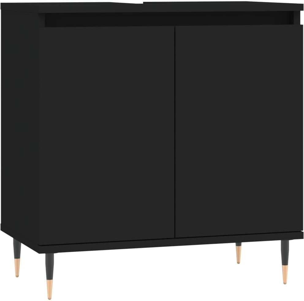 vidaXL Ensemble de meubles salle de bain 2 pcs noir bois d'ingénierie