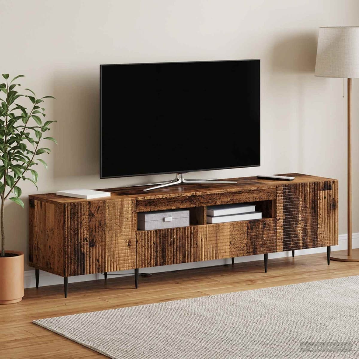 vidaXL Ensemble de 3 Meubles TV LED Bois ancien Bois d'ingénierie