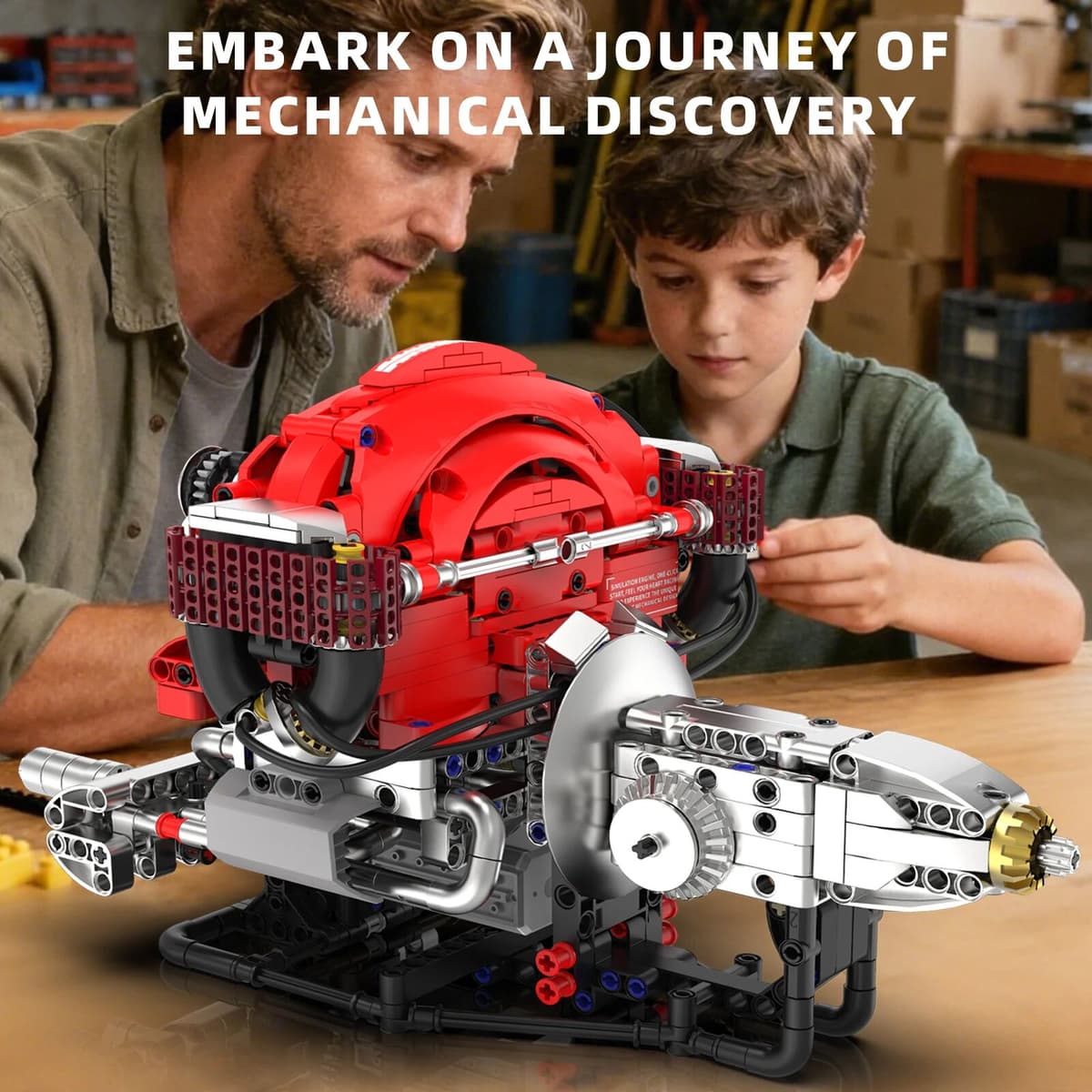 stemedu 868PCS Technical Horizontal Opposed Engine Building Blocks Classic Car Simulation Model Motor Drive APP Program DIY Assembly Toy