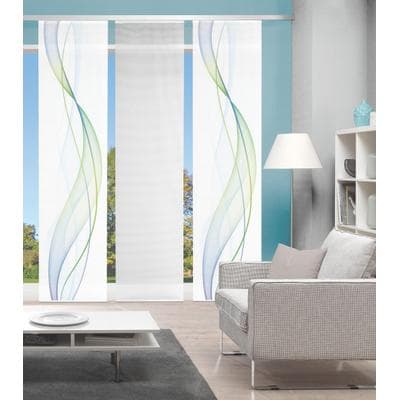 Schiebegardine VISION S "3ER SET HEIGHTS" Gr. 1, blau (blau, grün), B:60cm H:260cm, Polyester, Gardinen, HxB: 260x60, Schiebevorhang 3er Set Digitaldruck