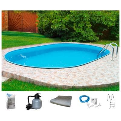 Ovalpool MY POOL BWT "PREMIUM", blau (weiß, hellblau), B:300cm H:135cm L:700cm, Schwimmbecken, Höhe 135 cm, in verschiedenen Größen