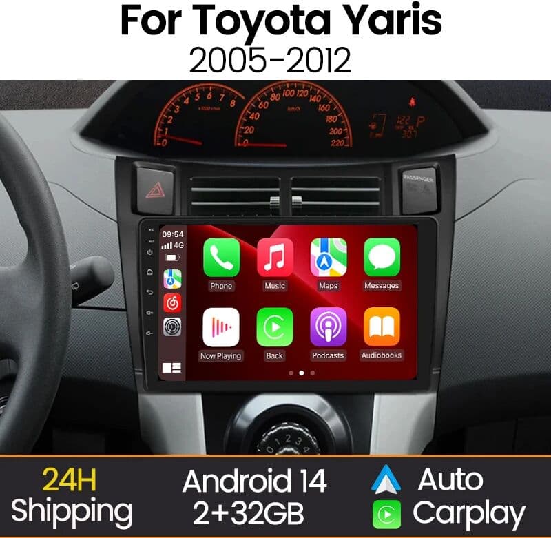 MEKEDE 9 Inch 2 Din Car Radio Multimedia Player For Toyota Yaris 2005 - 2012 Android Auto Wireless Carplay GPS Navigator Stereo