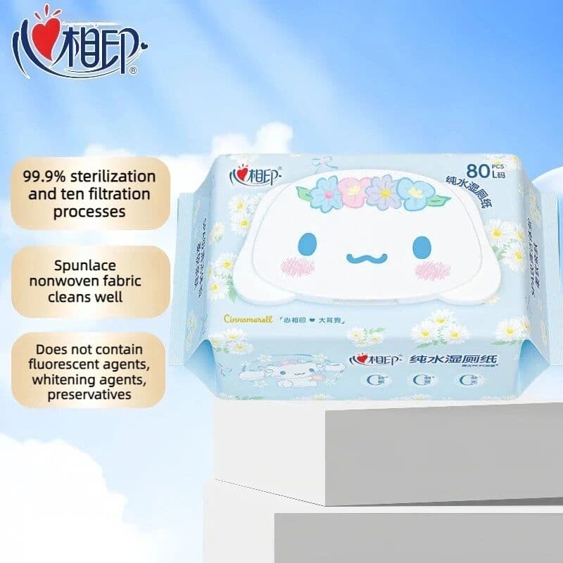80Pcs Thickened Flushable Wet Wipes Flip Lid Design Private Body Care Tissue Household Bathroom Daily Hygiene Cleaning Supplies