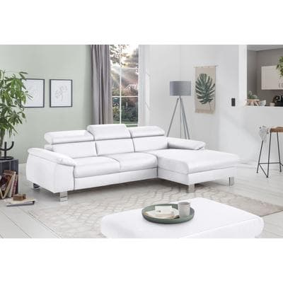 Ecksofa COTTA "Komaris L-Form, B: 244 cm", weiß, B:244cm H:72cm T:166cm, Microfaser PRIMABELLE (100% Polyester);Kunstleder SOFTLUX(100%Polyurethan);Feinstruktur (100% Polyester);Kunstleder SOFTLUX/Struktur (100%Polyurethan, 90%Polyester, 10%...