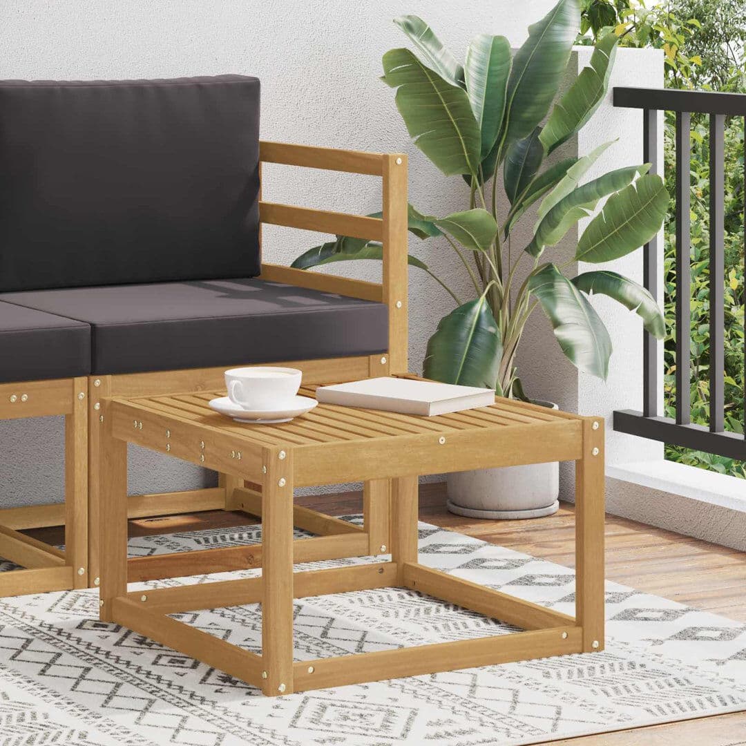 Dakota Fields Square Acacia Solid Wood Outdoor Coffee Table - 59 cm W 59 cm D White