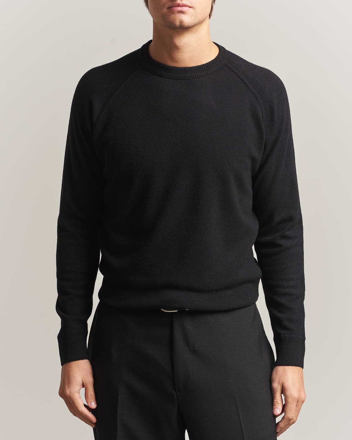 Morgano Wool/Cashmere Raglan Crew Black men S Sort