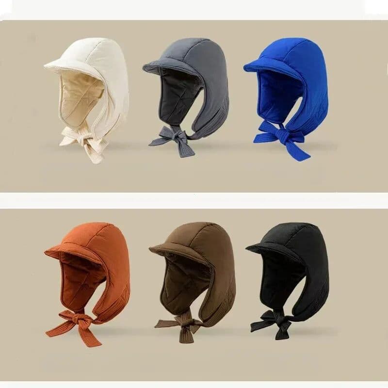 NONE Men and Women's Bomber Hats Winter Korean Version  Ski Cold Cycling Thickened Warm Ear Protection Straps Pullover Caps