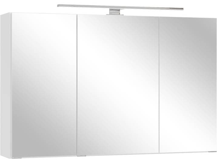 Spiegelschrank OTTO HOME BOZEN, 3D-Spiegelschrank 100 cm , weiß, B:100cm H:64cm T:20cm, Holzwerkstoff, Schränke, Spiegelschrank, Inklusive LED-Aufbauleuchte, Steckdose und Schalter