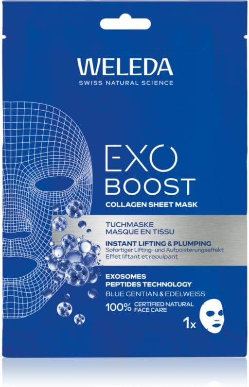 Weleda Exo Boost αναζωογονητική υφασμάτινη μάσκα με κολαγόνο 20 ml