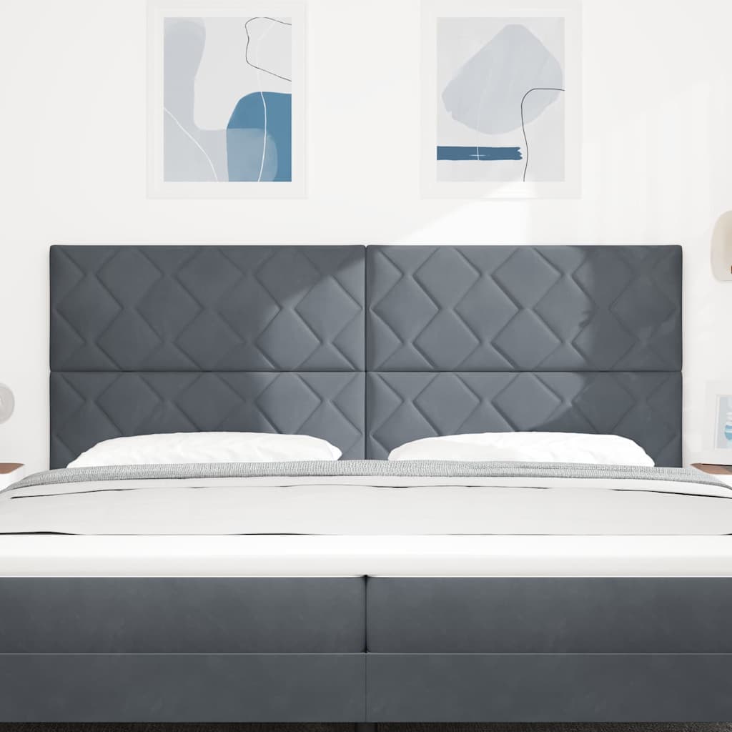 vidaXL Tête de lit LED Gris foncé Velours