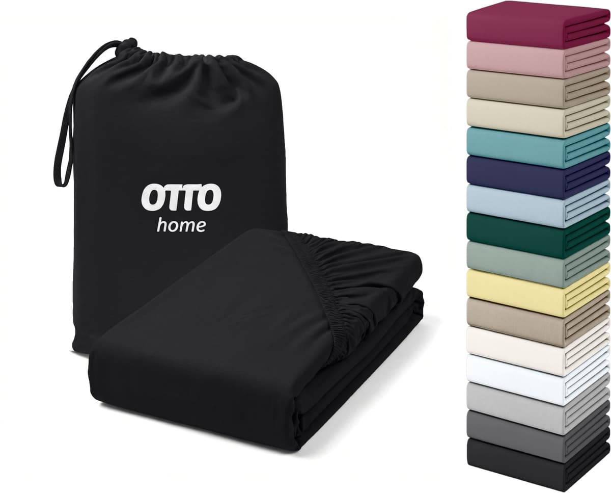 Spannbettlaken OTTO HOME "Cremona für Matratzen bis 30 cm Höhe", schwarz, B:200cm L:200cm, Jersey (180 g/m²), Obermaterial: 96% Baumwolle, 4% Elasthan, Bettlaken, Spannbettlaken, NEU 96% Baumwolle & 4% Elasthan, in Basic, Komfort & Premium Qualität
