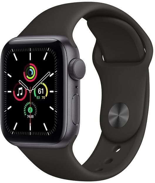 Apple Watch SE Aluminium 40 mm (2020)   WiFi + Cellular   Gwiezdna Szarość   Czarny Pasek Sportowy S/M - Refurbished