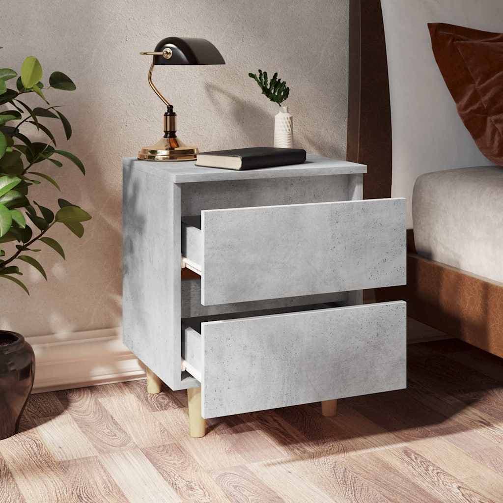 vidaXL Table de chevet avec pieds en pin gris béton 40x35x50 cm
