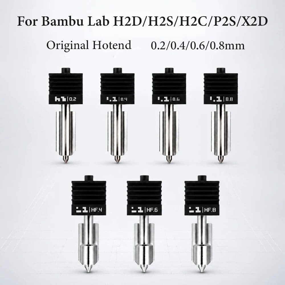 Sirol Original P2S X2D Hotend For Bambu Lab H2C H2S H2D Hotend Hardened steel 0.2/0.4/0.6/0.8mm Stain steel Hotend For A1/A1 mini