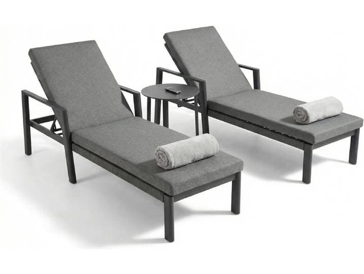 Loungeset AMBIENTE HAUS Sonnenliege inkl. Kissen 2er Set , grau, B:203cm H:73cm T:50cm, Aluminium, Sitzmöbel-Sets, Loungeset
