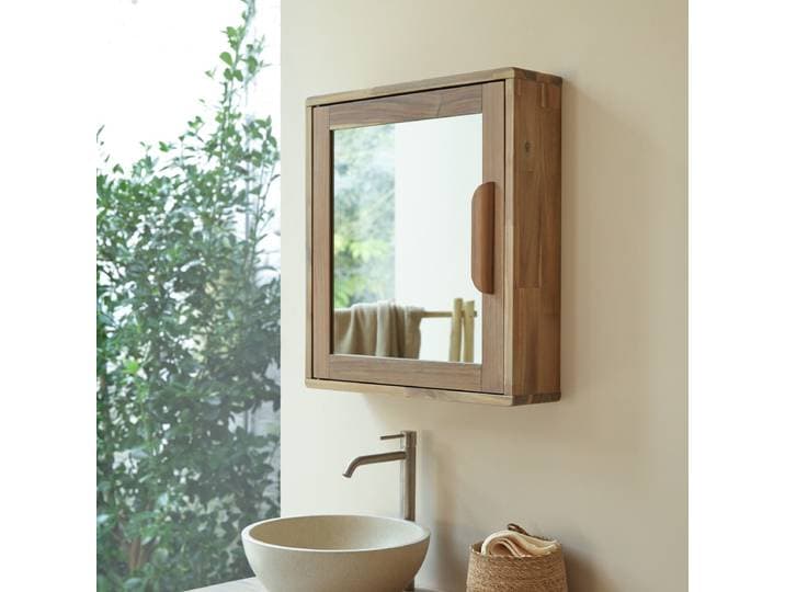Spiegelschrank aus massivem Akazienholz Lila - Natur - Acacia