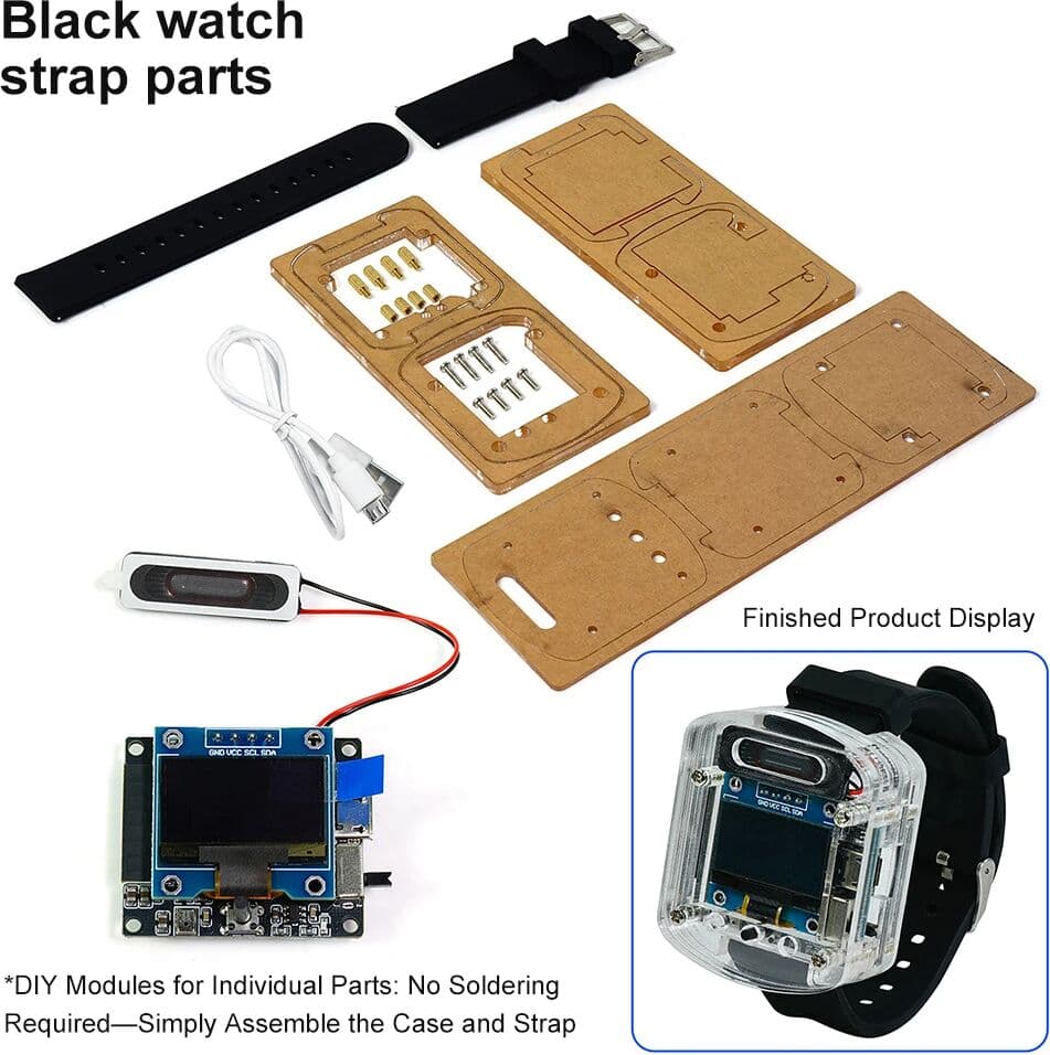 diymore XIAOZHI AI Voice Smart Watch, ESP32-S3 N16R8 Development Board 0.96 inch OLED Rechargeable Battery for AI Dialogue Robot DIY