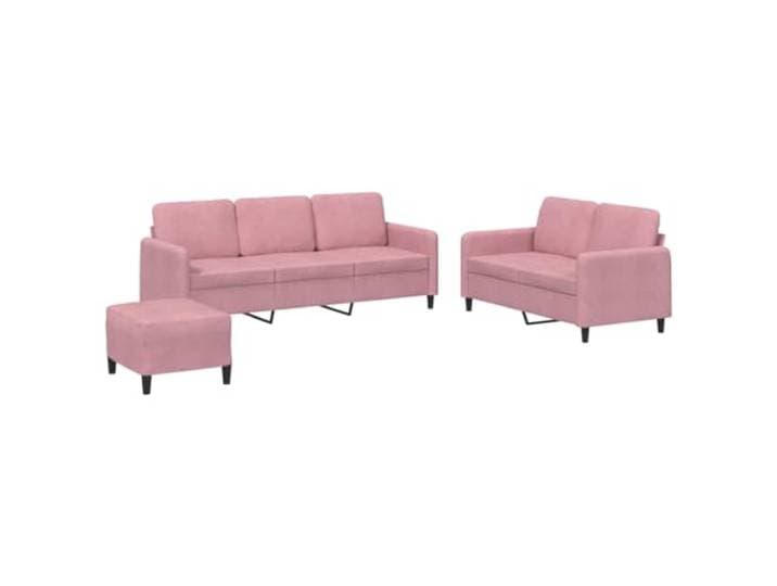 Makastle 3er Set Sofa Couchgarnitur Rosa Samt