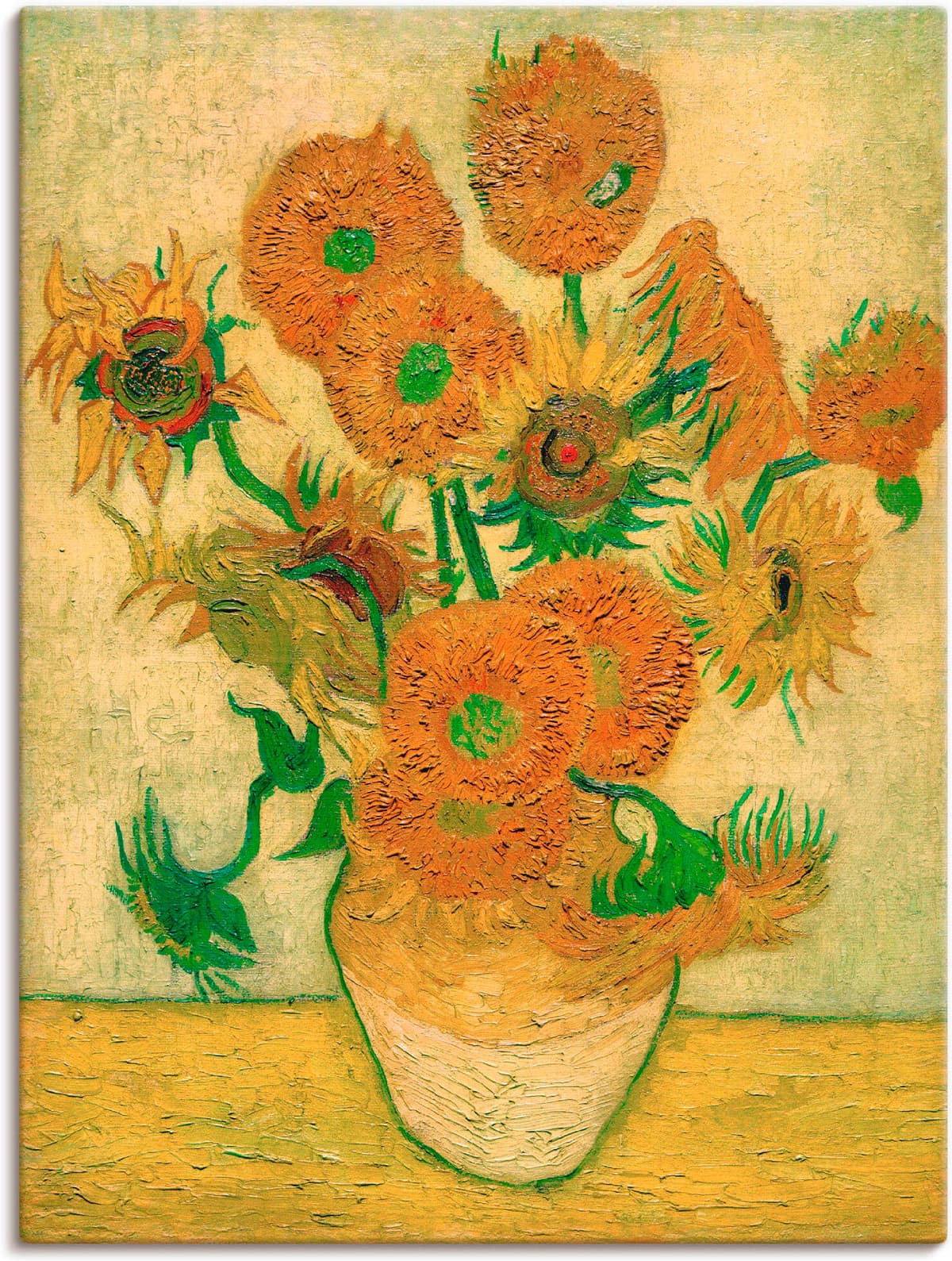 Leinwandbild ARTLAND "Sonnenblumen", gelb (farbe bild(er): gelb), B:45cm H:60cm, Bilder, Leinwandbild, auf Holzrahmen gespannt farbe bild(er): gelb B/H/T: 45cm x 60cm, Leinwandbild Blumen Hochformat, 1 Stk.
