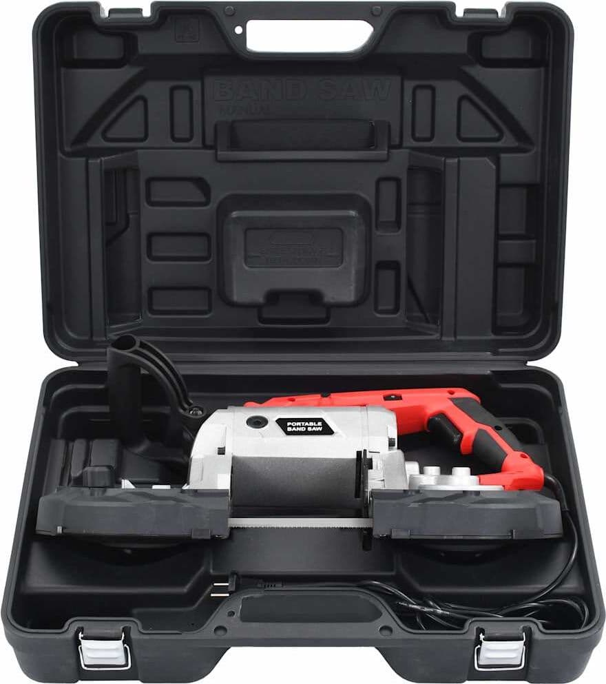 vidaXL Scie à ruban avec base et mallette portable Acier