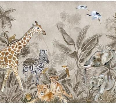 Veer Decor Safari Tales Wall Mural - Taupe