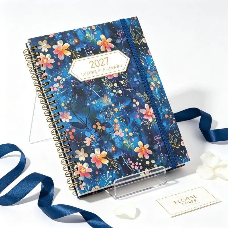 NONE A5 2027 Spiral Weekly Planner Notebook With Tabs Calendar Diary School Office Work Time Management Planning Supply