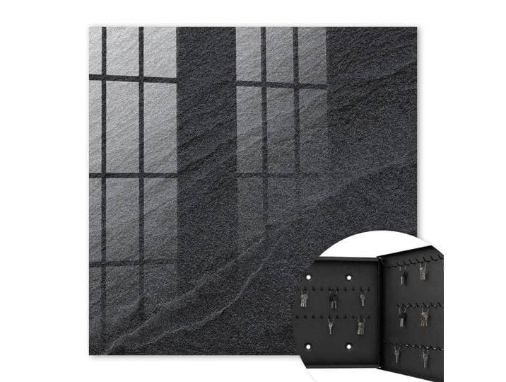 Tulup Schlüsselbox Schwarz 30x30 cm- Türöffnung nach rechts - Steinstruktur, Metall, Spiel/Spielzeug, Rechteckig, 30x30x5 cm, Garderobe, Schlüsselkästen & Schlüsselboards