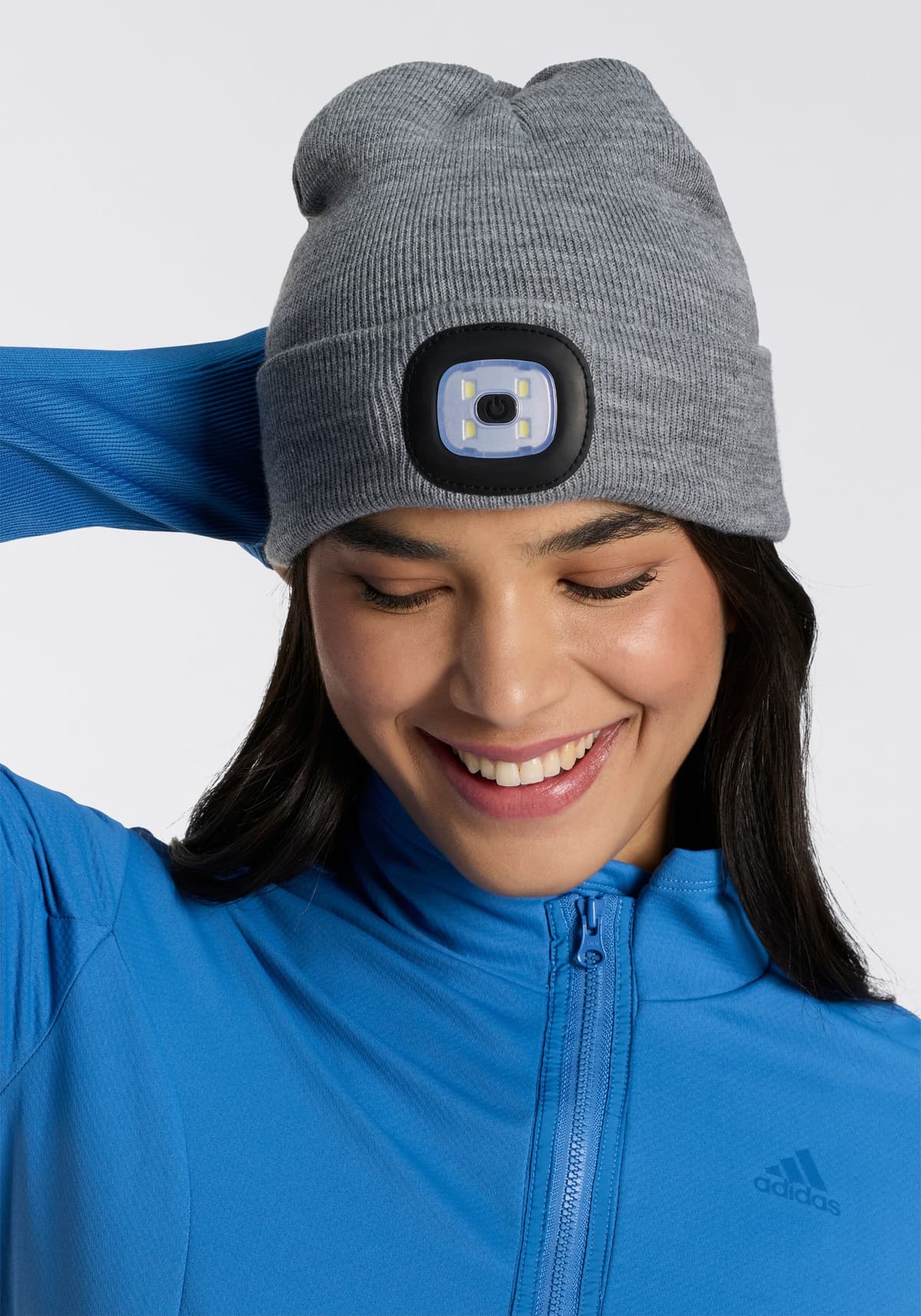 Beanie CHILLOUTS "ChillLight Hat", Gr. - (55/62), grau, Feinstrick, Materialmix, Mützen Beanie, mit integrierter, wiederaufladbarer Leuchte grau - (55/62)