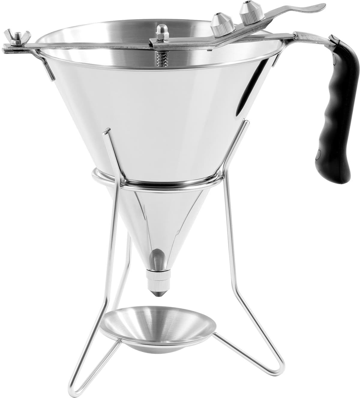 Royal Catering Pâlnie - 1,8 L - oțel inoxidabil - 3 vârfuri de umplere - suport cu tavă de picurare RC-OF04