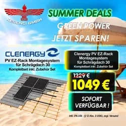 SUMMER DEALS ! Clenergy PV EZ-Rack Montagesystem für Schrägdach 30 Komplettset inkl. Zubehör Set