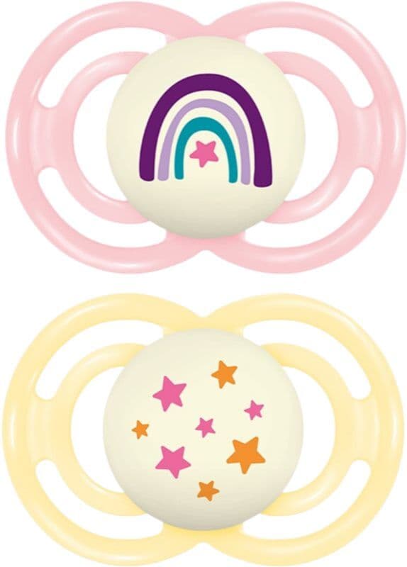MAM Perfect Night 16+ months πιπίλα Pink/ Yellow 2 τμχ