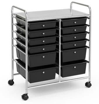 Dovelina 12-Drawer Rolling Storage Cart with Removable Drawers and Lockable Wheels