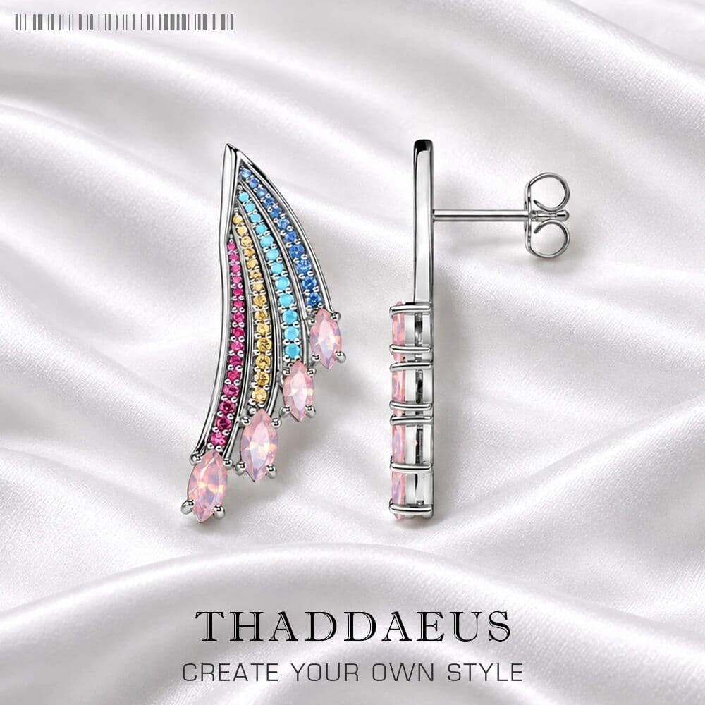 Thaddaeus Earrings Bright Hummingbird Wing Bohemia Rainbow Women Gift Summer  925 Sterling Silver Fine Jewelry