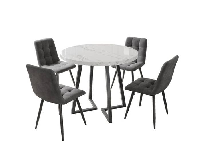Lot table et chaises à manger - Forme ronde - diamètre 80 cm - Multicolor