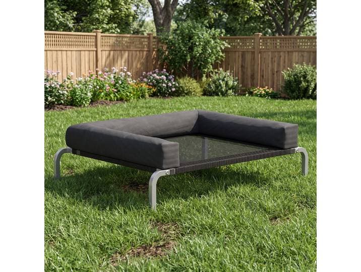 PawHut Lit Surélevé Chien Portable Int/Ext 90x65x30cm Noir
