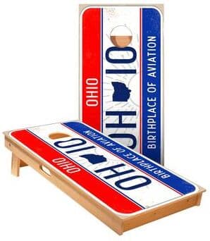 Skip's Garage Ohio License Plate Cornhole Boards