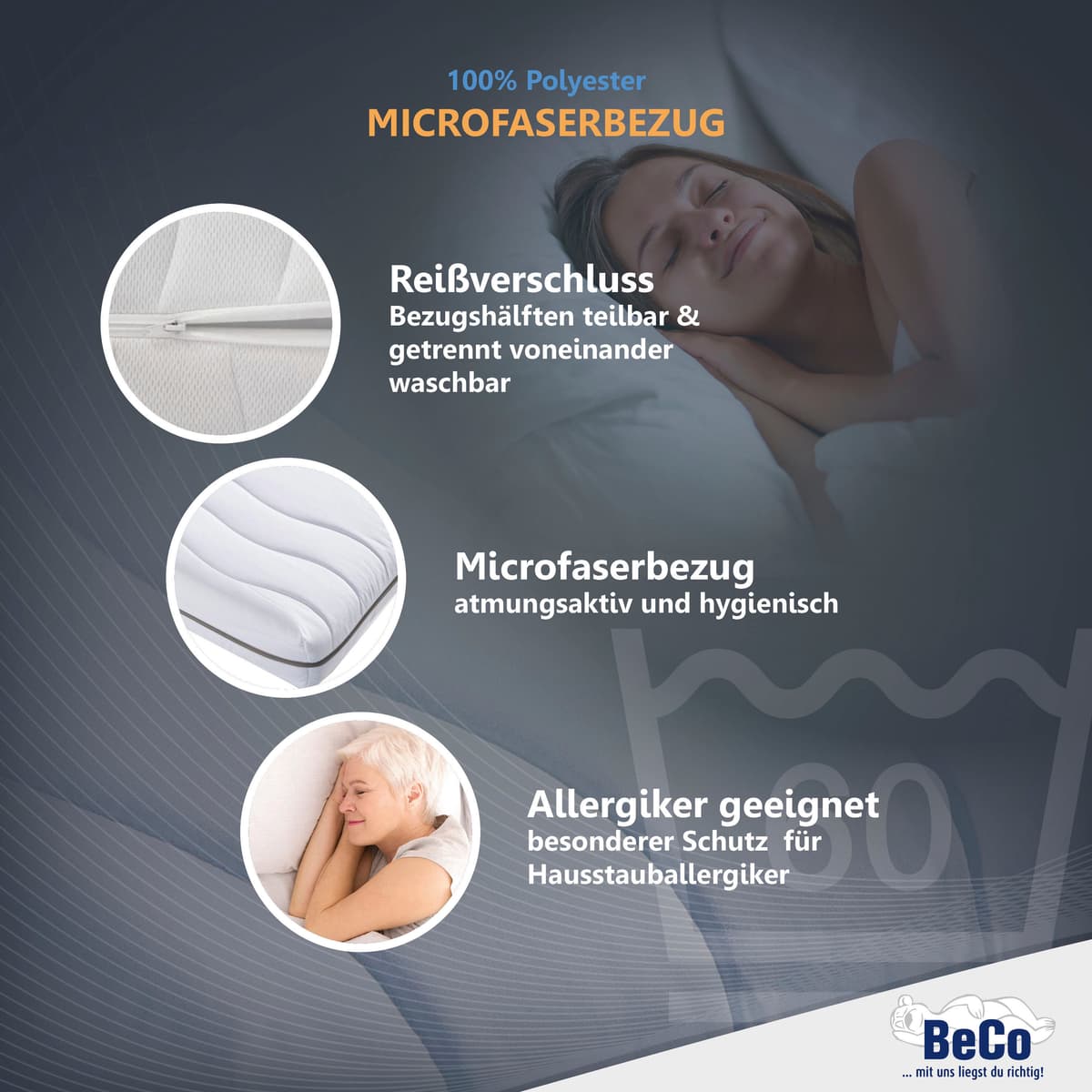 Komfortschaummatratze BECO "Matratze,7 Zonen, Komfortschaum, zwei Liegeseiten", weiss (weiß, neutral), B:90cm L:200cm, Bezug: 100% Polyester. Steppfüllung: 100% Polyester, Matratzen, Komfortschaummatratze, Matratze Selection MF in zwei Höhen 14 oder 22 cm