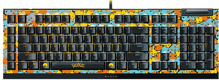 Teclado gaming - Razer BlackWidow V4 X Pokémon Edition, Con cable, USB, Teclas iluminadas RGB, Distribución US, Amarillo
