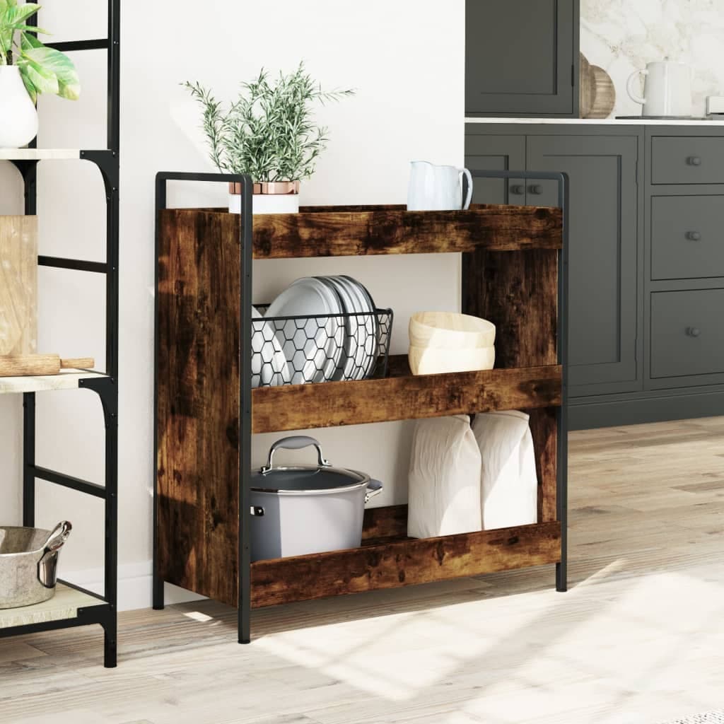 vidaXL Chariot de cuisine chêne fumé 70x30x82 cm bois d'ingénierie
