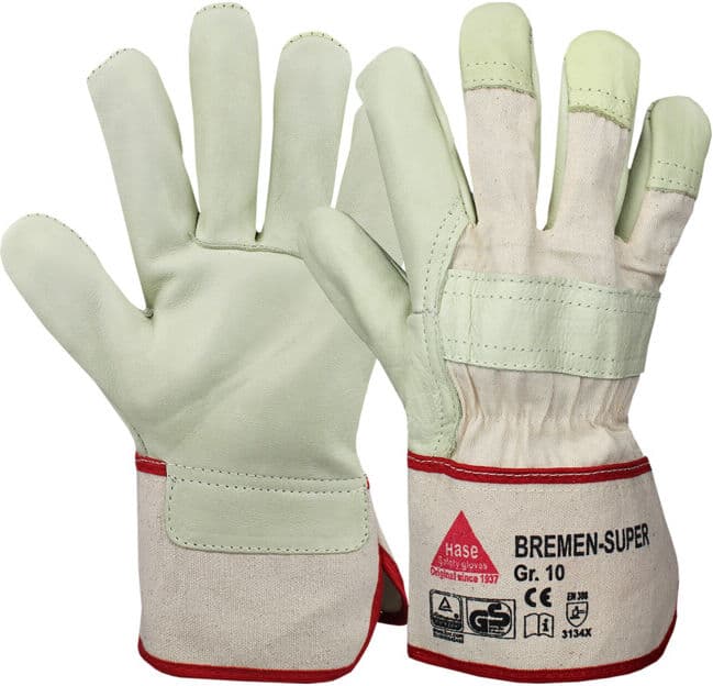BREMEN SUPER Gants de travail en cuir fleur de bovin TÜV GS Réf. 10 Hase (293000-10)